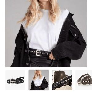 NWT Studded B Belt Ravena leather belt (85 cm size Small) black silver